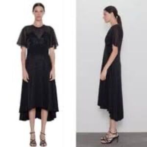 Zara NWOT Black Mesh Asymmetrical Dress Sz XS